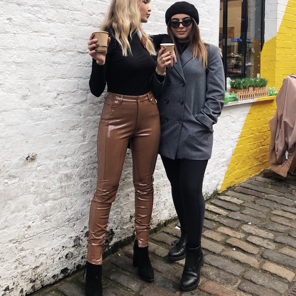 Topshop Pants - High wasted vinyl pants
